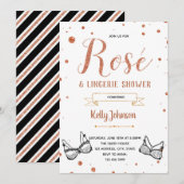 Schwarze Rose Gold Dessous Dusche Einladung (Vorne/Hinten)