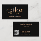 Schwarze Rose Gold, elegant QR-Code Visitenkarte (Vorne/Hinten)