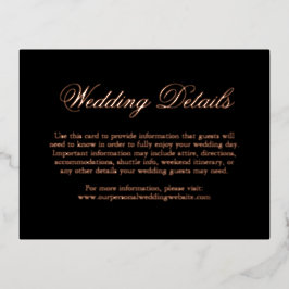 Schwarze Rose Gold Foil Formal Hochzeitskarte Folie Einladungspostkarte
