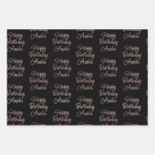 Schwarze Rose Gold Foil Herz Liebe Glücklich Gebur Geschenkpapier Set (Vorderseite 3)