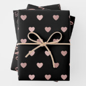 Schwarze Rose Gold Foil Herz Liebe Glücklich Gebur Geschenkpapier Set (Beispiel)
