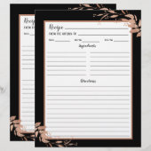 Schwarze Rose Gold Foliage Recipine Seite (Vorne/Hinten)