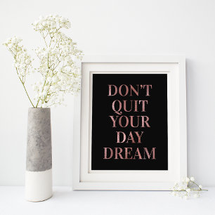 Schwarze Rose Gold Glamour Gib Deinen Tagtraum Nic Poster