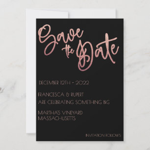 Schwarze Rose Gold Glitter Art Deco Hochzeit Save The Date