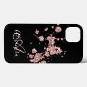 Schwarze Rose Gold Glitter Funkeln Monogramm Case-Mate iPhone Hülle (Rückseite (Horizontal))