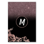 Schwarze Rose Gold Glitzer Blumen Tischnummern (Rückseite)