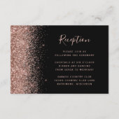 Schwarze Rose Gold Glitzer Edge Hochzeitsempfang Begleitkarte (Vorderseite)
