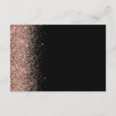 Schwarze Rose Gold Glitzer Edge Hochzeitsempfang Begleitkarte (Rückseite)
