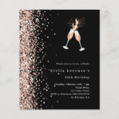 Schwarze Rose Gold Glitzer feiert Geburtstagsfeier (Vorderseite)