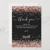 Schwarze Rose Gold Glitzer Glitzern danke Karte (Vorderseite)