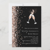 Schwarze Rose Gold Glitzer jubeln Party Brautparty Einladung (Vorderseite)