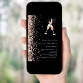 Schwarze Rose Gold Glitzer jubeln Party Brautparty Einladung