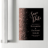 Schwarze Rose Gold Glitzer Magnetic Save the Date Magnetkarte