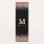 Schwarze Rose Gold Glitzer Monogram Yogamatte (Vorderseite)