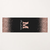 Schwarze Rose Gold Glitzer Monogram Yogamatte (Vorderseite (Horizontal))