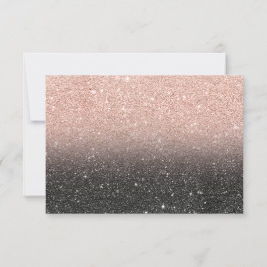 Schwarze Rose Gold Glitzer ombre UAWG RSVP Karte (Rückseite)