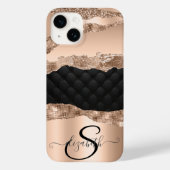 Schwarze Rose Gold Glitzer Sequenzen Case-Mate iPhone Hülle (Rückseite)