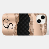 Schwarze Rose Gold Glitzer Sequenzen Case-Mate iPhone Hülle (Rückseite (Horizontal))
