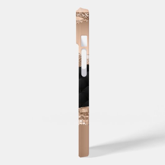 Schwarze Rose Gold Glitzer Sequenzen Case-Mate iPhone Hülle (Rückseite / Links)