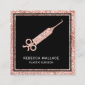 Schwarze Rose Gold Glitzer Spritze Quadratische Visitenkarte (Vorderseite)