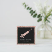 Schwarze Rose Gold Glitzer Spritze Quadratische Visitenkarte (Stehend Vorderseite)
