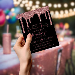 Schwarze Rose Gold Glitzer Tropfen Grad Party