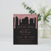 Schwarze Rose Gold Glitzer Tropfen Grad Party (Stehend Vorderseite)