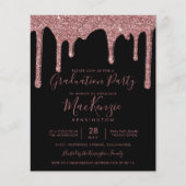 Schwarze Rose Gold Glitzer Tropfen Grad Party (Vorderseite)