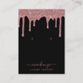 Schwarze Rose Gold Glitzer Tropfen Schmuck Visitenkarte (Vorderseite)