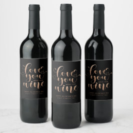 Schwarze Rose Gold Liebe Sie mehr als Wine Valenti Weinetikett