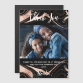 Schwarze Rose Gold Marmor Foto danke Magnet (Vorne/Hinten)