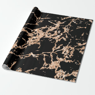 Schwarze Rose Gold Marmor Schlaganfälle Stone Ele Geschenkpapier