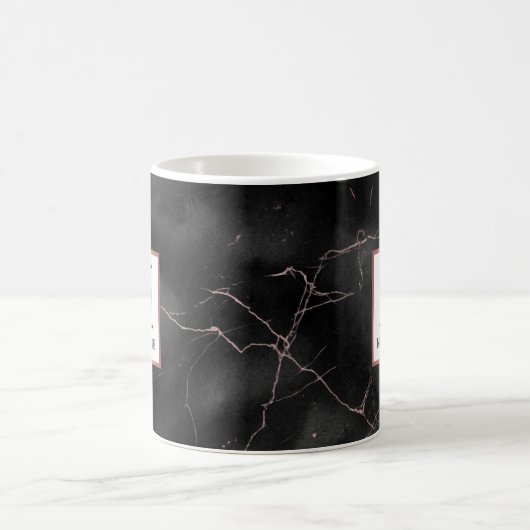 Schwarze Rose Gold Moderne Marmorschmuck Monogram Kaffeetasse (Mittel)