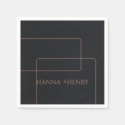 Schwarze Rose Gold Moderne Serviette (Vorderseite)