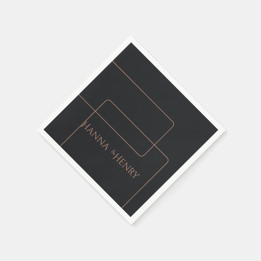 Schwarze Rose Gold Moderne Serviette (Ecke)