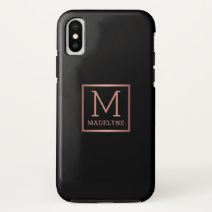Schwarze Rose Gold Monogram Elegant Case-Mate iPhone Hülle