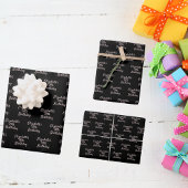 Schwarze Rose Gold-Namensskript minimalistisch Geschenkpapier Set