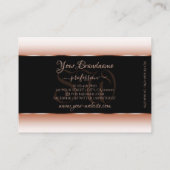 Schwarze Rose Gold Oval Rahmen Initialen Rose Grad Visitenkarte (Rückseite)