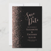 Schwarze Rose Gold Save the Date Ankündigung (Vorderseite)