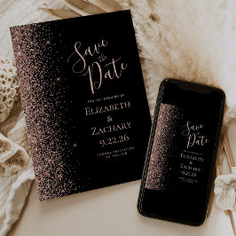 Schwarze Rose Gold Save the Date Ankündigung