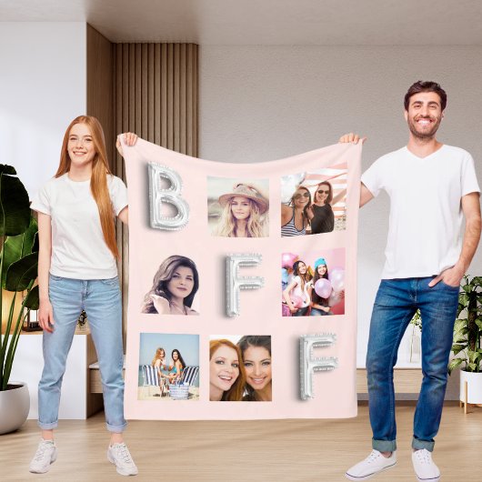 Schwarze Rose Gold Silber Foto Collage Fleecedecke