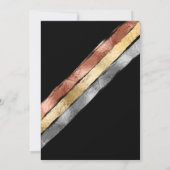 Schwarze Rose Gold Silberstreifen Pinselstrich Einladung (Rückseite)