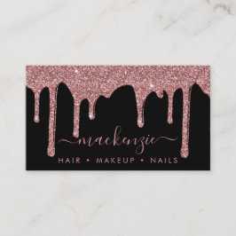 Schwarze Rose Gold Sparkle Glitzer Tropfen QR Code Visitenkarte
