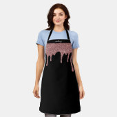 Schwarze Rose Gold Sparkline Glitzer Tropfen Perso Schürze (Getragen)