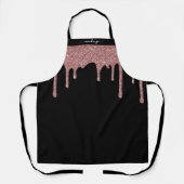 Schwarze Rose Gold Sparkline Glitzer Tropfen Perso Schürze (Vorderseite)