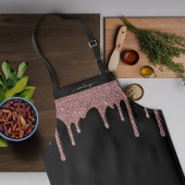 Schwarze Rose Gold Sparkline Glitzer Tropfen Perso Schürze