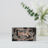 Schwarze Rose Gold Text Nail Salon Grau Visitenkarte (Stehend Vorderseite)
