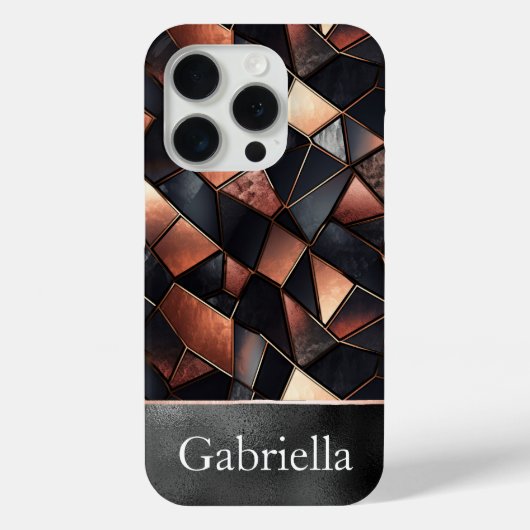 Schwarze Rose Gold Tiles Case-Mate iPhone Hülle (Rückseite)