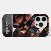 Schwarze Rose Gold Tiles Case-Mate iPhone Hülle (Rückseite (Horizontal))