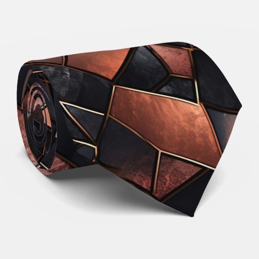 Schwarze Rose Gold Tiles Krawatte (Gerollt)